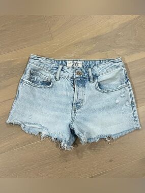 Free People We The Free Light Blue Distressed Denim Cutoff Shorts